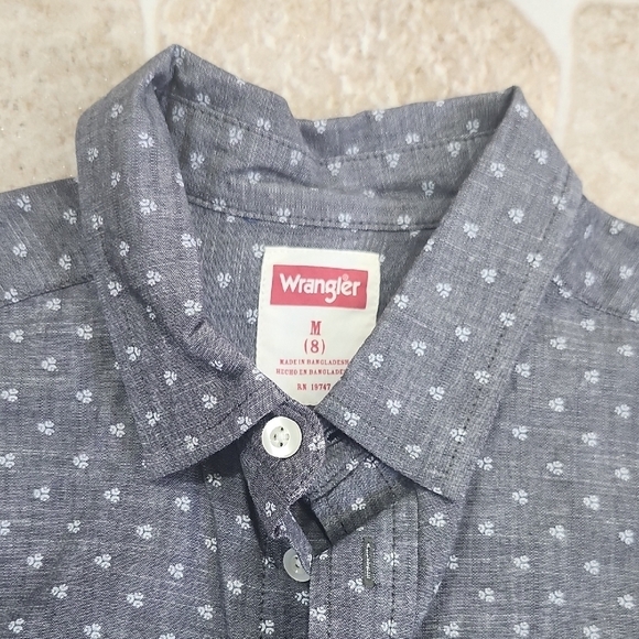 Wrangler Charcoal Shirt with White Pattern - Picture 2 of 6